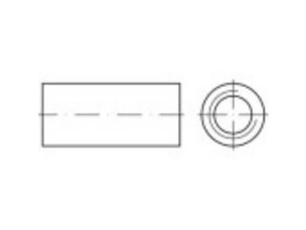 TOOLCRAFT 157922 Forbindelsesmuffe M10 40 mm Stål Galvaniseret 50 stk