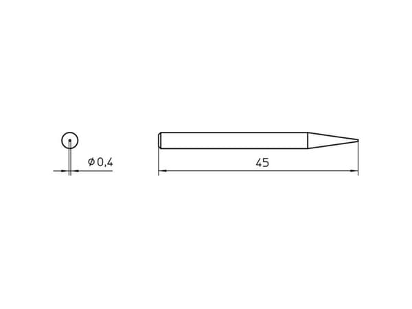 Weller SPI15 210, Lödspets, Weller, 1 styck, 0,4 mm, 4,5 cm