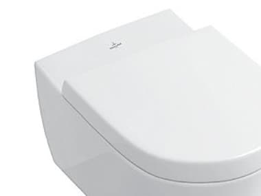 Villeroy & Boch 9M68S101, Avlang, Hardt toalettsete, Hvit, Rustfritt stål, Termoset