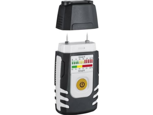 Laserliner WoodTester Compact, Motstand (pin), Tre, Analog, Sort, Hvit, Or, Aske, Bjørk, Lønn, Eik, Spruce, 6LR61