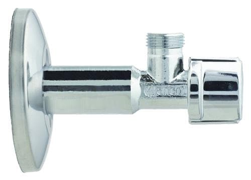 BROEN Arcofix sulkuventtiili pitkä malli nippeli 1/2" X 3/8" kromattu Ø70 mm ruusukkeella. Toimitetaan ilman aukkoa 10 mm kupariputkelle #744524033