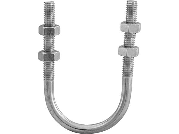 WALRAVEN U-fäste långt Ø48,3 mm 1.1/2" med 8 mm gänga, med muttrar och brickor. Rostfritt A4 AISI 316