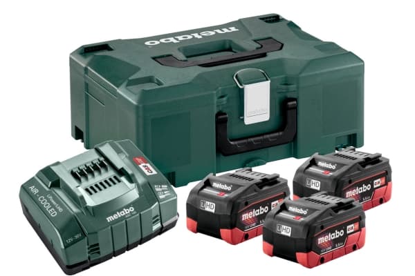 METABO BATTERI SETT 3 x 5,5Ah LIHD + ASC 30-36 V Lader + METALOC CASE