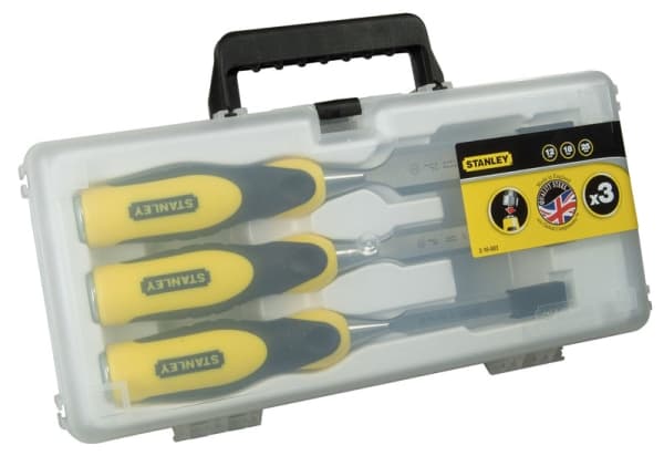Stanley 2-16-883, Meiselsett, Meisel skjær, Stål, Sort, Gult, Ergonomisk, 12, 18, 25 mm