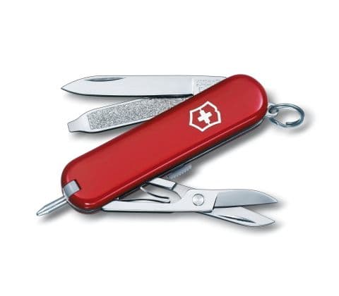 Victorinox Signature, Fällkniv av slipjoint-modell, Kniv med flera verktyg, Clip point, Rostfritt stål, ABS synthetics, Röd