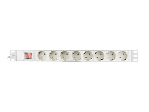 DELTACO GT-8531 - Kraftdistributionsenhet (kan monteras i rack) - AC 250 V - ingång: power CEE 7/7 - utgångskontakter: 8 - 1U - 19" - vit