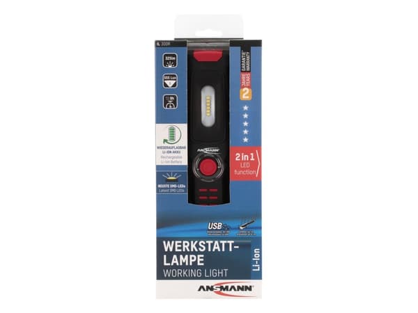 Ansmann IL300R, Käsikokoinen taskulamppu, Musta, Muovi, LED, 6 lamppua, 325 lm