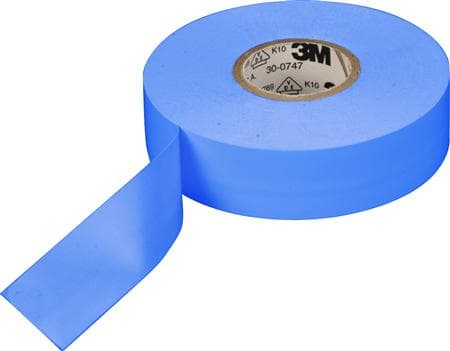 3M Scotch® 35 vinyl tape blå, 19mmx20mx0,18mm. Forbliver funktionel helt op til 105 °C