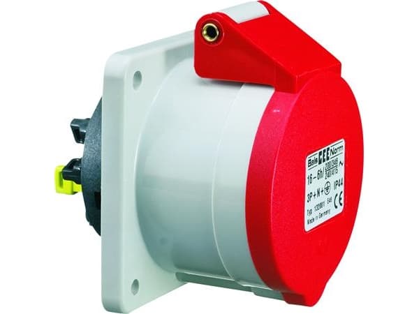 BALS CEE-pistorasiaH6 400V 32A 5-napainen, punainen laippa 75x75 mm, Quick Connect®IP44, polyamidi