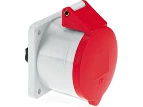 BALS CEE-pistorasiaH6400V 32A 5-napainen, punainen laippa75x75 mm, ruuviIP44, polyamidi