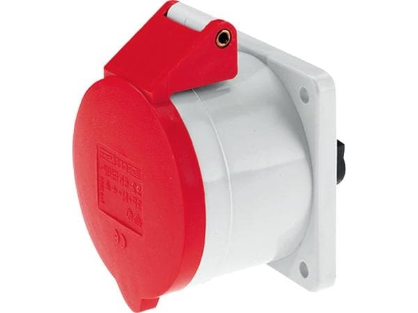 BALS CEE-pistorasiaH6400V 32A 5-napainen, punainen laippa75x75 mm, ruuviIP44, polyamidi