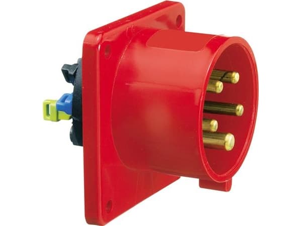 BALS CEE indtag indbygningH6 400 V 16 A 5 polet rødlige, flange 75x75 mm, Quick Connect®IP44, polyamid