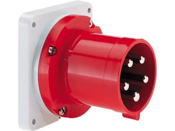 BALS CEE IndtagH6400V 63A 5 polet, rødindbygninglige, laippa 110x106 mm, skrue fornikletIP44, polyamidi