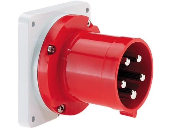 BALS CEE IndtagH6400V 63A 5 polet, rødindbygninglige, laippa 110x106 mm, skrue fornikletIP44, polyamidi