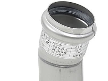 Blücher bøjn.15.0gr.50mm - m.O-ring RF AISI 304.Alm RF stål
