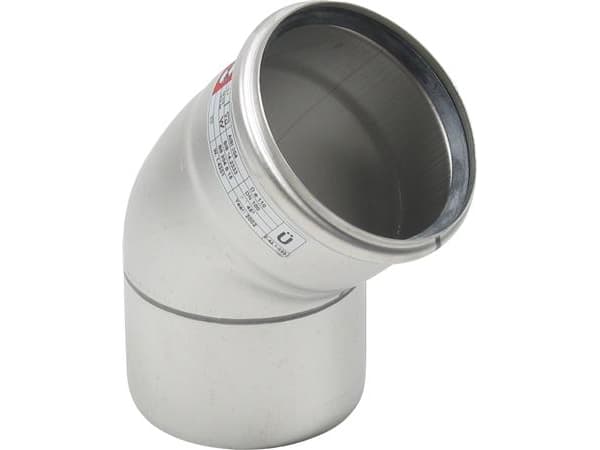 Blücher bøjn.45.0gr.110mm - m.O-ring RF AISI 304.Alm RF stål