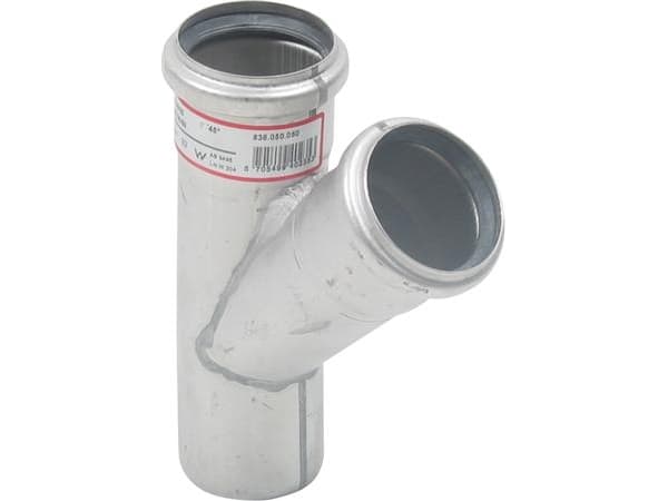 Blücher gr.rør 45gr.50mm - strømlinet RF AISI 304.Alm RF stål RF stål
