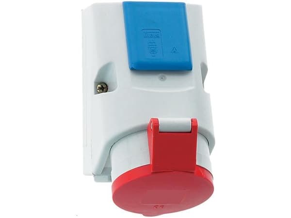 CEE Kombi med schuko 16A udtagH6 400V 16A 5polet rødbreddexhøjde 83x126 mm, top M25 bund 2xM25IP44 polyamid