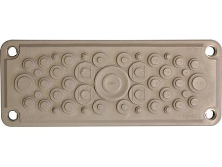FIBOX Fläns med membran EK polykarbonat storlek 2 för 28 cm lådsida med 43 st Ø3-30 mm membran exl. skruvar IP65