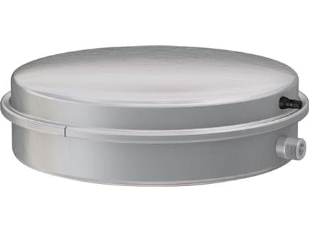 FLAMCO Cubex R 14 liter rund flad trykekspansionsbeholder med gummimembran, Galvaniseret udvendigt. Tåler op til 50% glykol
