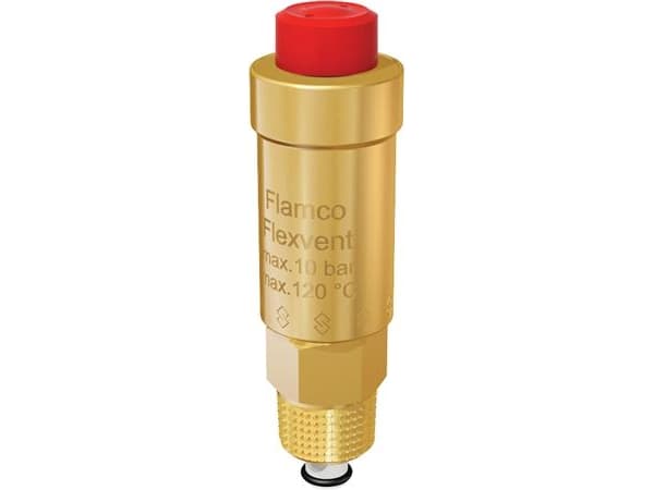FLAMCO Automatisk luftudlader 1/2 med lukkeventil. Tåler 50% glycol