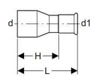 Mapress reduktion rustfri 42x22 mm