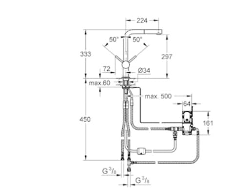 Grohe minta touch keittiön L-hanka - elektro. keittiön L-hanka ulosvedettävällä 31360001