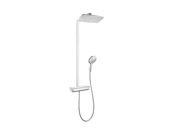 HANSGrohe Raindance Select E360 -suihkujärjestelmä termostaatti seinäasennukseen, vaakasuora Ø380mm suihkuvarsi, Ø120mm käsisuihku ja Ø360 X 190mm yl