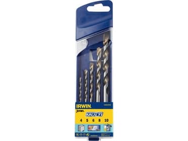 IRWIN 10501938, Drill, Drill bit set, Lettbetong, Marmor, Blad metall, Tre, Sylindrisk Skaft, 5 stykker