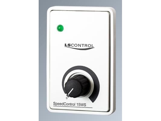 LS CONTROL Regulator ES33 / SpeedControl 15S W, hvid, 1,5A manuel med afbryder og lampe, tilpasset FUGA. 230V AC/50Hz, IP20. Mål 70x52x56 mm.