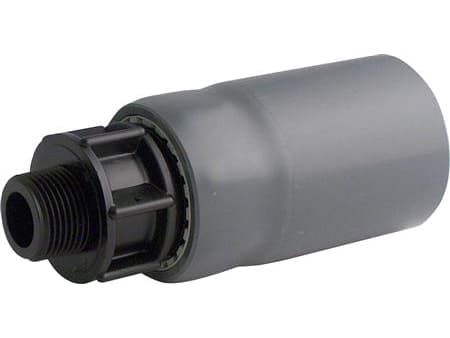 PLASTLINE 50x1½" Overgang til indføringsbøjning med udvendigt gevind. 50mm overgange til 90mm indføringsbøjning
