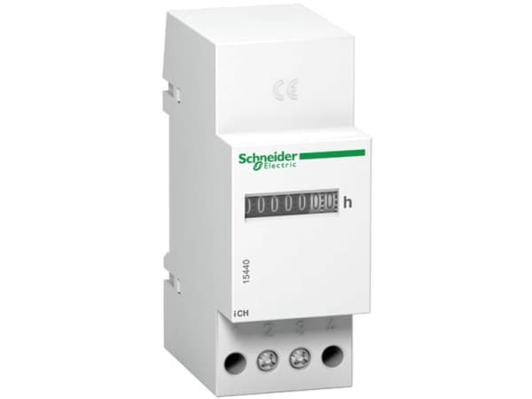 SCHNEIDER ELECTRIC CH-ajastinDIN-kiskolleMaksimikapasiteetti 99.999.99 tuntia220-240VAC50Hz18mmleveä18mm leveys