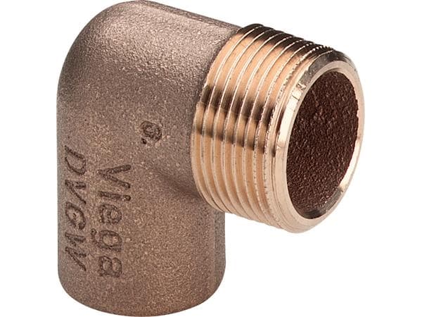 Viega overgangsvinkel 90° muffe/nippel 15 mm x 1/2" rødgods