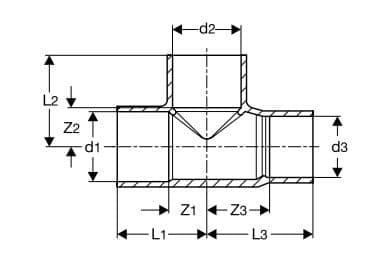 Viega T-stykke 28 x 22 x 28 mm kobber