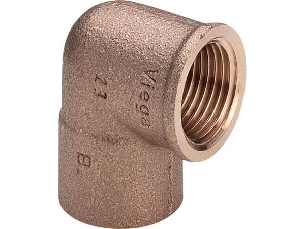 Viega overgangsvinkel 90° muffe/muffe 18 mm x 34" rødgods