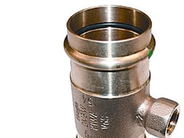 VIEGA SANPRESS tee 22mm x½" af rødgods, med SC-Contur med indvendig gevind
