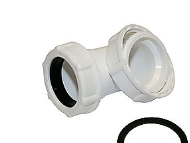 Vinkelkoppling 32mmx1.1/2 - Vit plast 90 Gr.