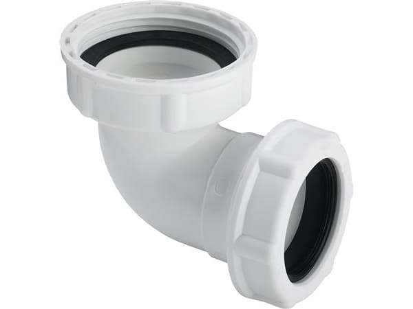 Vinkelkoppling 32mmx1.1/2 - Vit plast 90 Gr.