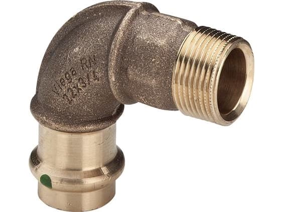 VIEGA Sanpress bøjning 1/2"-18 mm90 grader,af rødgods, SC-Contur SC-Conturmed muffe/ nippel
