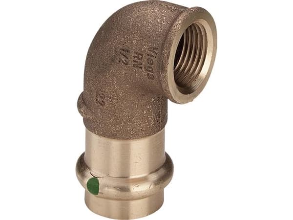 VIEGA Sanpress vinkel 1/2"-18 mm90 grader af rødgods, SC-Conturmuffe/muffe