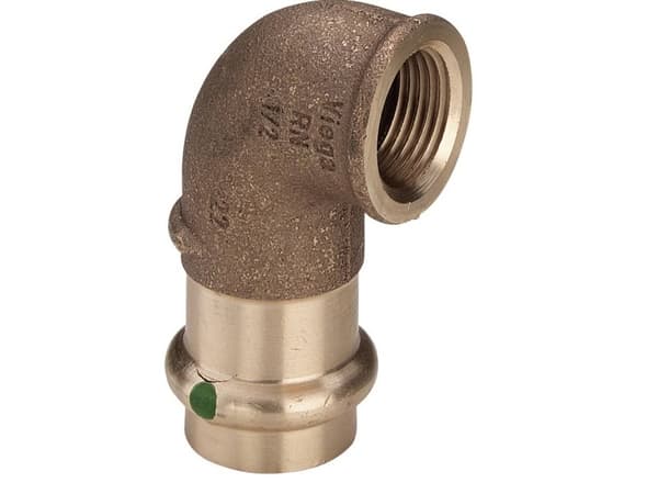 VIEGA Sanpress vinkel ¾"x22mm 90 grader af rødgods, SC-Contur muffe/muffe