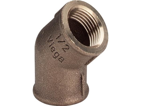 VIEGA Vinkel 3/4" rødgods 45 grader muffe/muffe