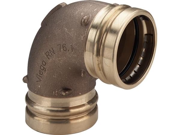 VIEGA Sanpress XL-bøjning 90 grader 76mm af rødgods nuffe/nuffe, SC-Contur