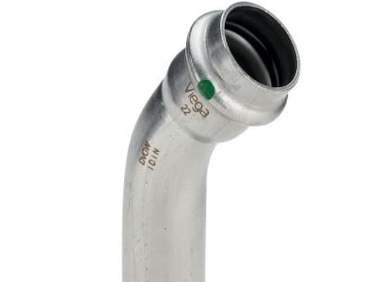VIEGA Inox taivutus 45 astetta 15 mmInox, ruostumattomasta teräksestä valmistettu holkki/nippa, SC-Contur