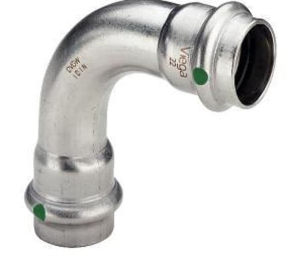 VIEGA Inox-taivutus 90 astetta 35 mmInox, ruostumaton teräsholkki/pistorasia, SC-Contur