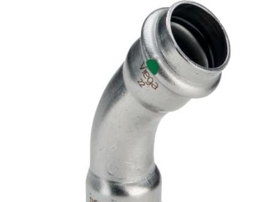 VIEGA Inox bøjning 45 grader 15 mmInox, rustfri stålmuffe/muffe, SC-Contur