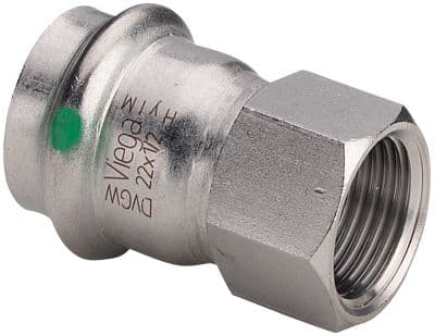 VIEGA Inox overgang ½"x15mm Inox, rustfri stål, muffe/muffe, SC-Contur