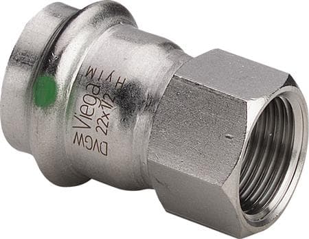 VIEGA Inox overgang ½"x15mm Inox, rustfri stål, muffe/muffe, SC-Contur