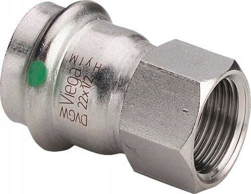 VIEGA Inox overgang ¾"x18mm Inox, rustfri stål, muffe/muffe, SC-Contur