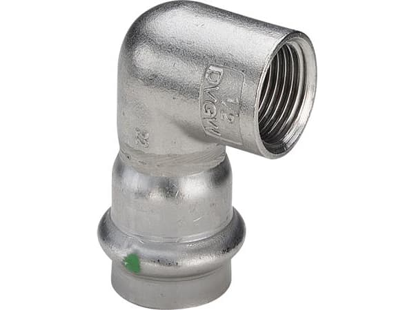 VIEGA Inox vinkel 90 grader 1 "x22 mmInox af rustfri stålmuffe/muffe, SC-Contur